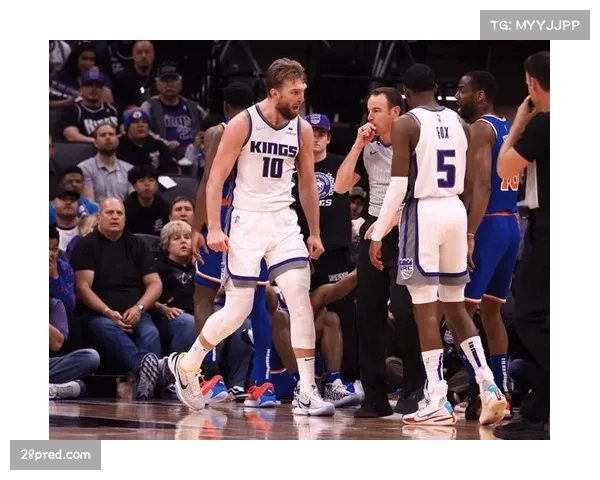 国王萨博尼斯高位策应，手递手传球后为蒙克设立扎实掩护